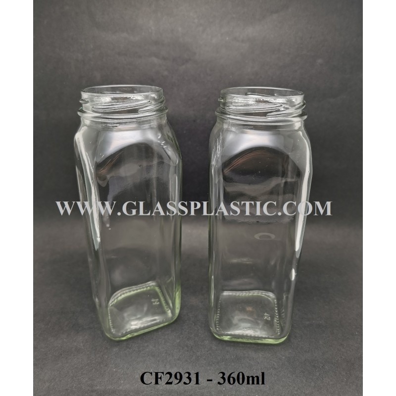 360ml Square Glass Jar – Glass & Plastic Sdn. Bhd.