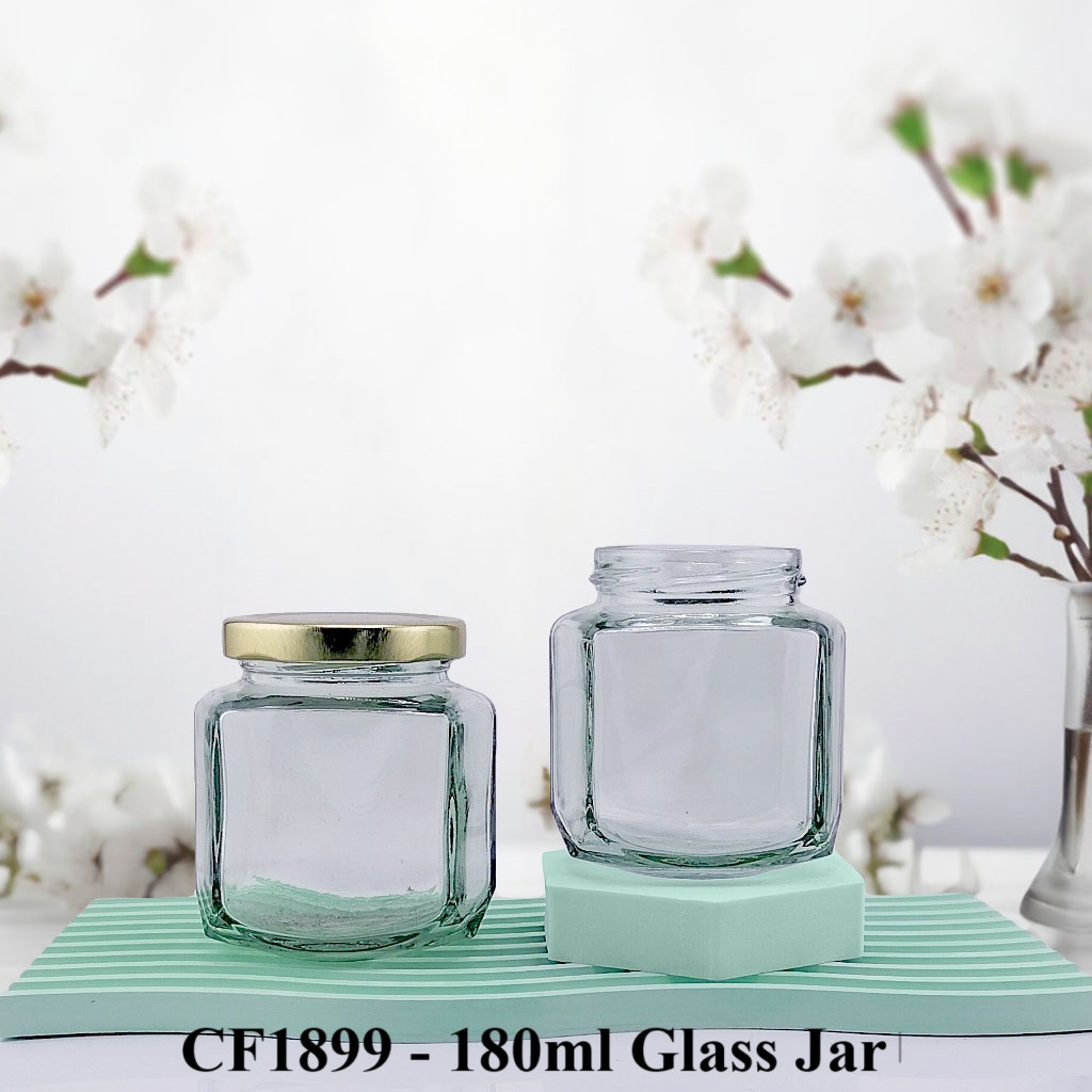 180ml Square Glass Jar with Curve Edges