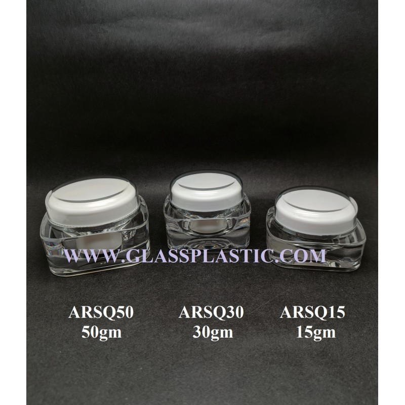 Acrylic Square Jar – 15gm, 30gm, 50gm (ARSQ Series)