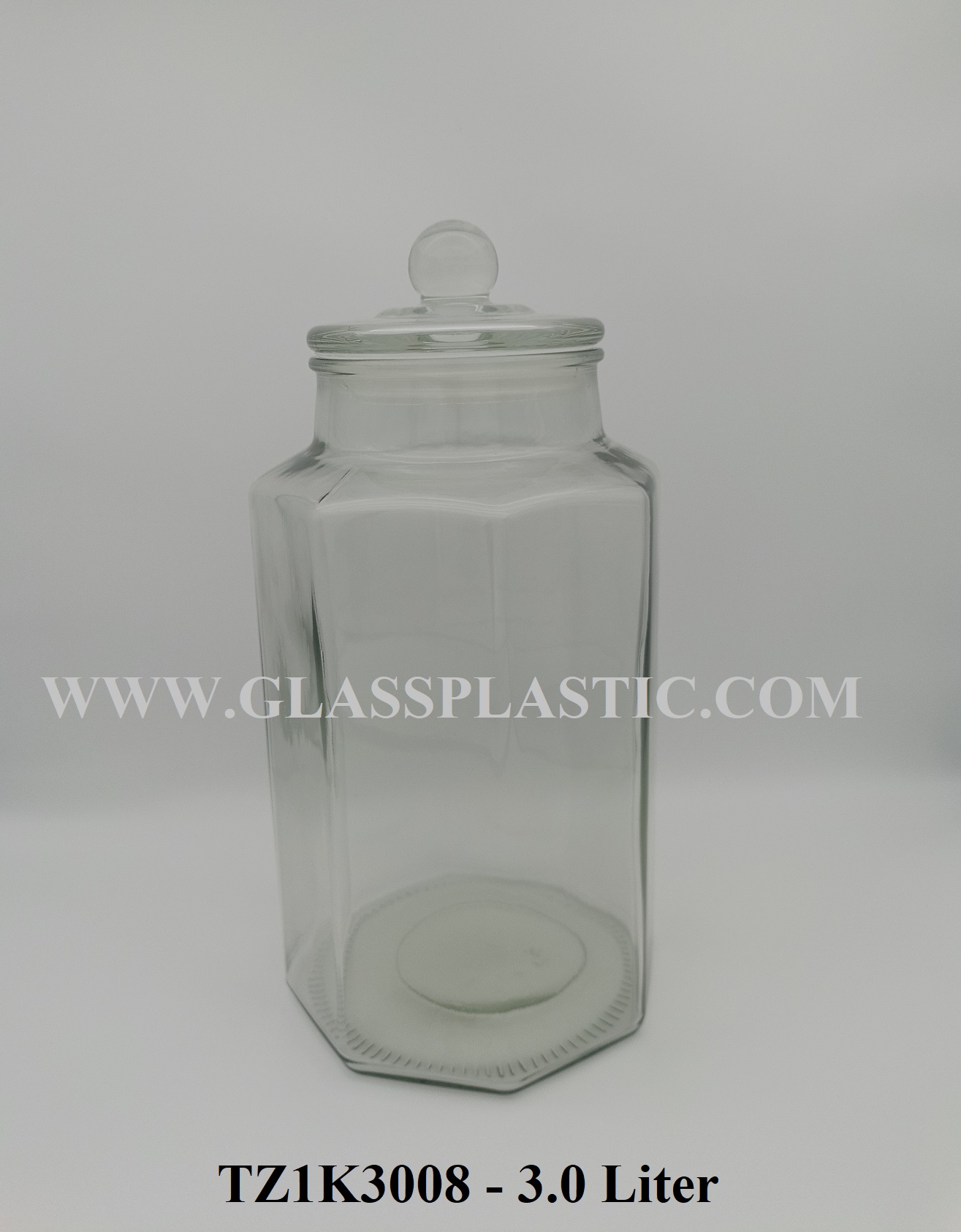 Hexagon Air-Tight Glass Jar – 3.0 Liter – Glass & Plastic Sdn. Bhd.