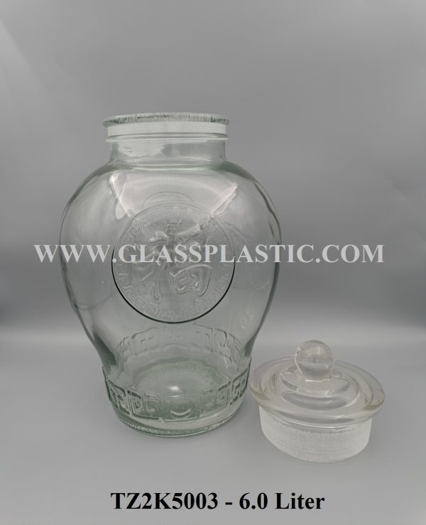 Glass Jar with “Fu” Logo – 6.0 Liter – Glass & Plastic Sdn. Bhd.