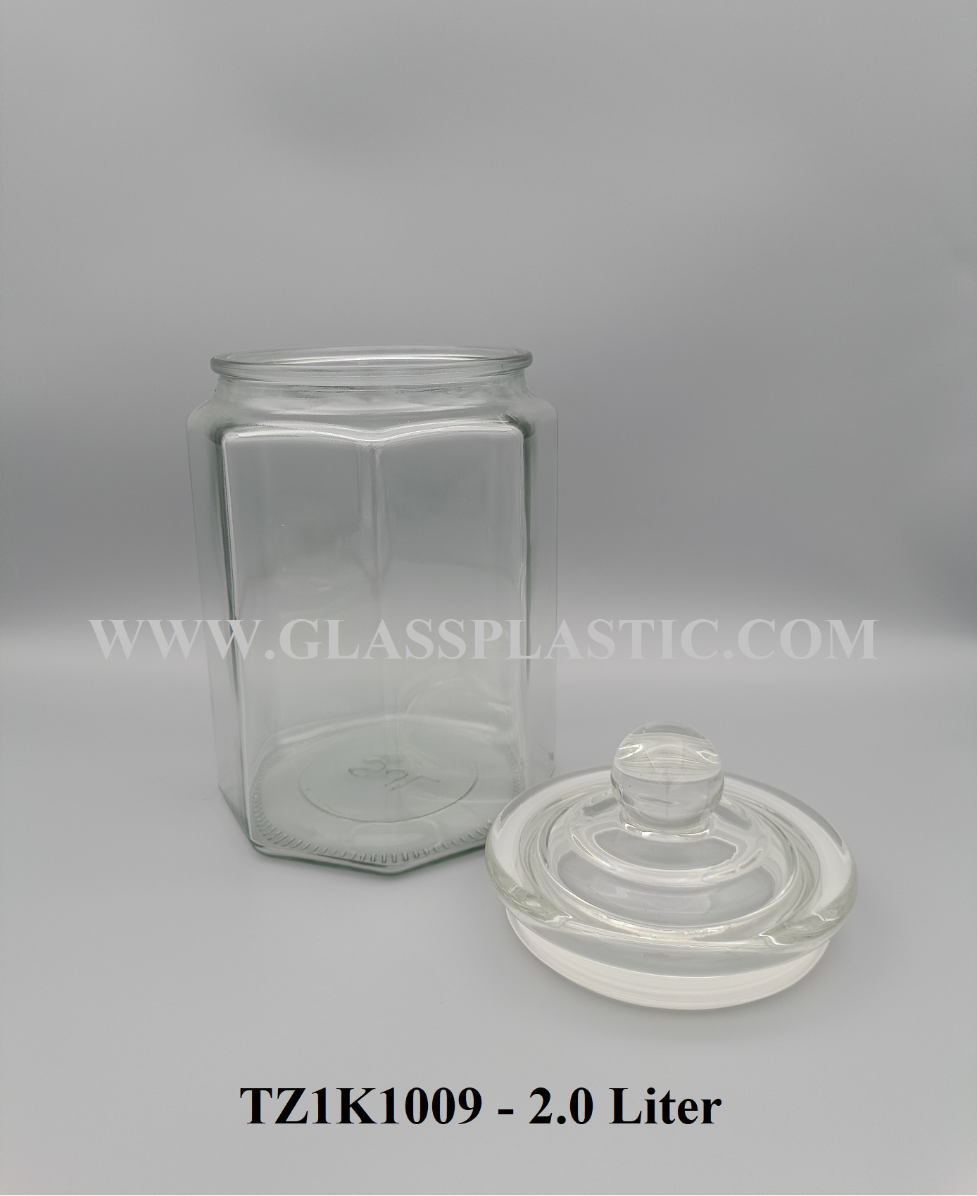 Octagon Air Tight Glass Jar – 2.0 Liter – Glass & Plastic Sdn. Bhd.